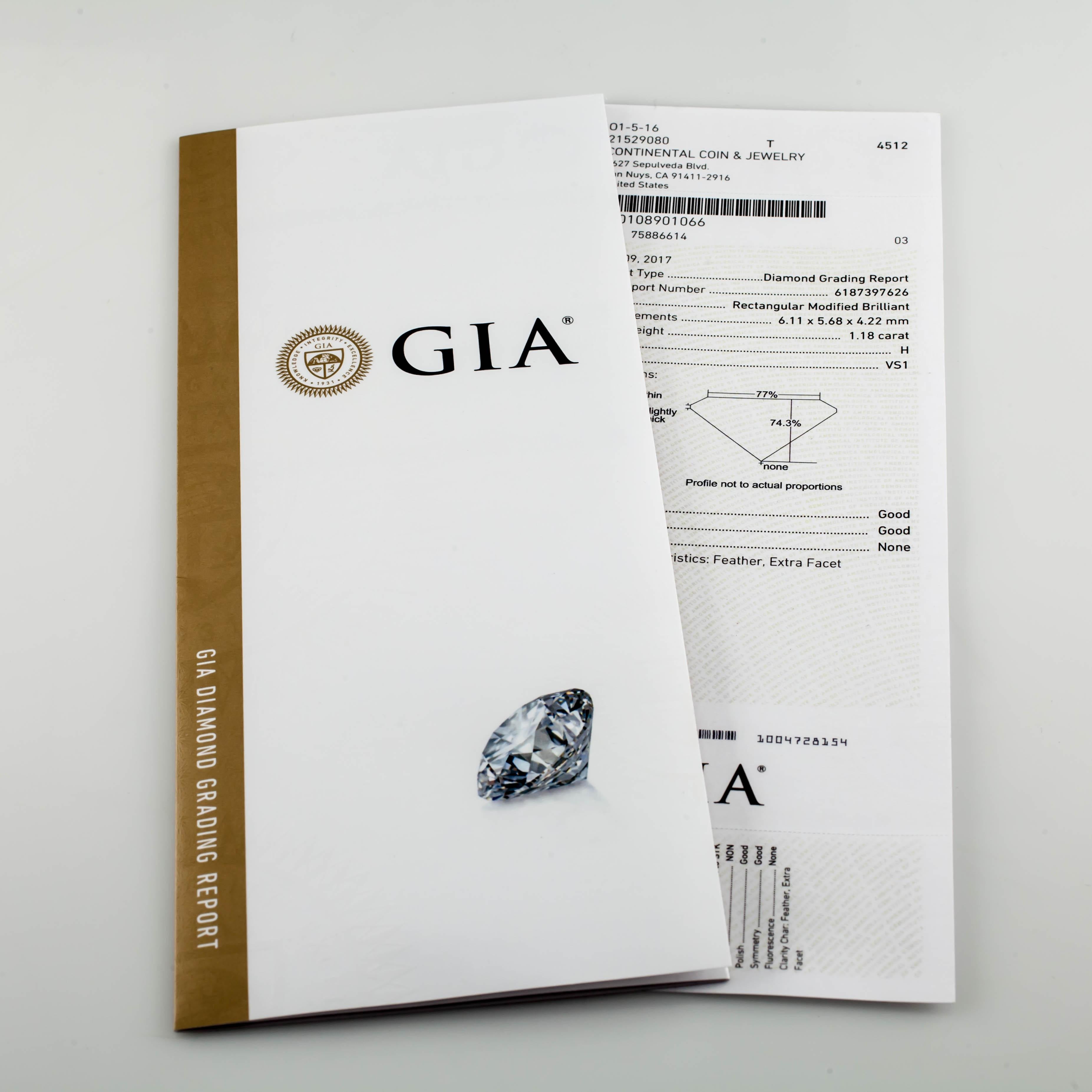 1.18 Carat Loose H / VS1 Princess Cut Diamond GIA Certified For Sale 1