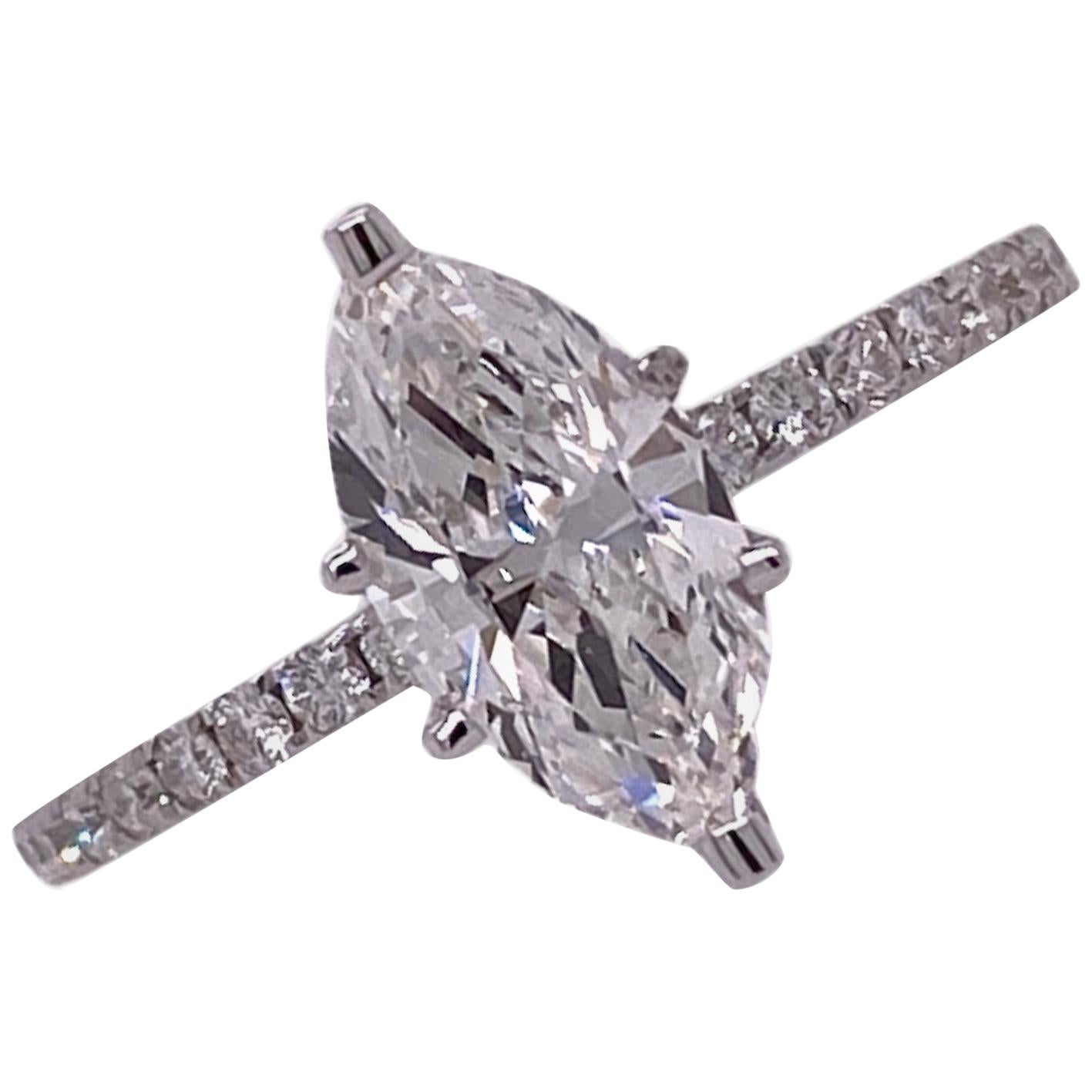 1.18 Carat Marquise Diamond Engagement Ring GIA G/VVS1 18 Karat White Gold