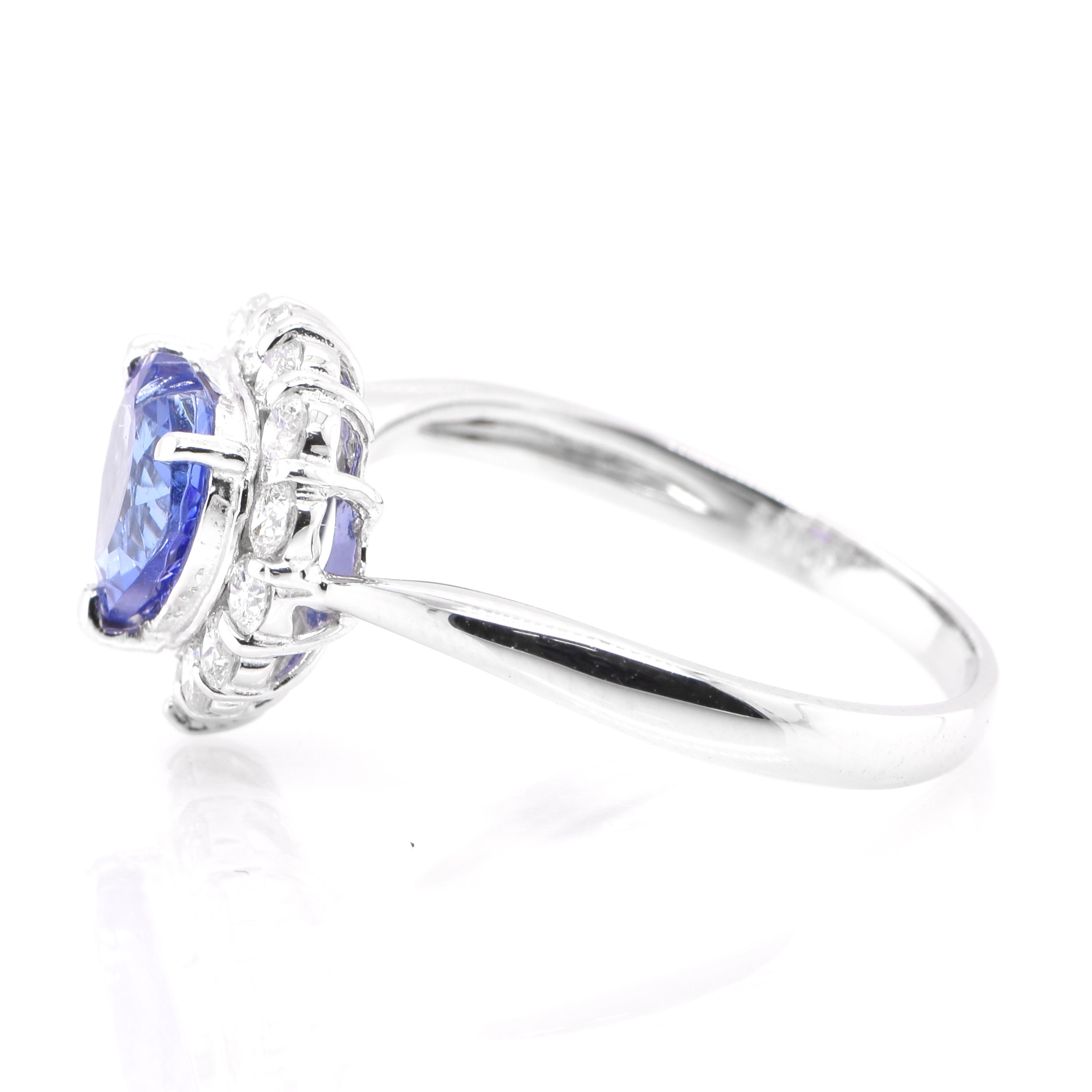 Modern 1.18 Carat Natural Heart Cut Tanzanite & Diamond Engagement Ring Set in Platinum