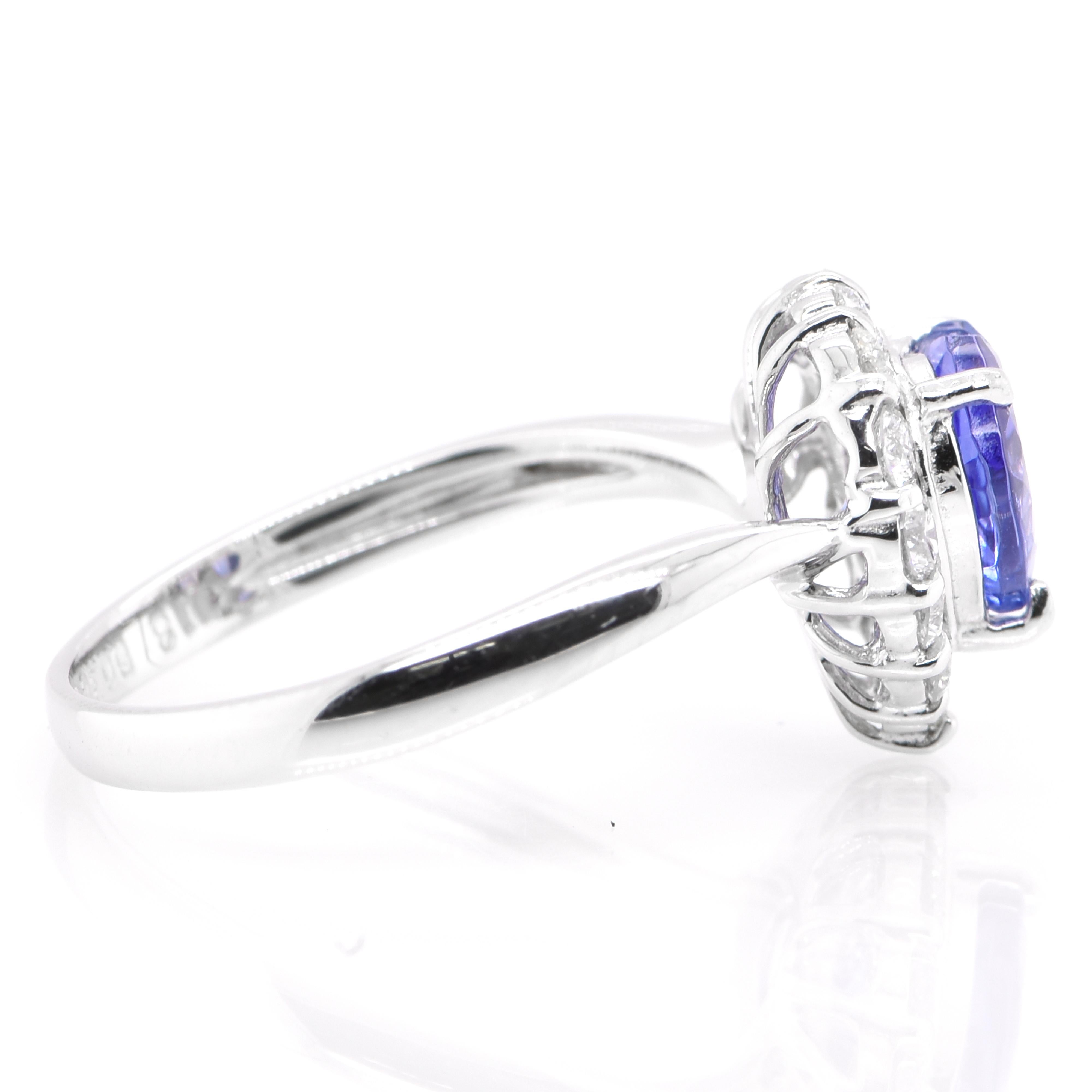 1.18 Carat Natural Heart Cut Tanzanite & Diamond Engagement Ring Set in Platinum In New Condition In Tokyo, JP