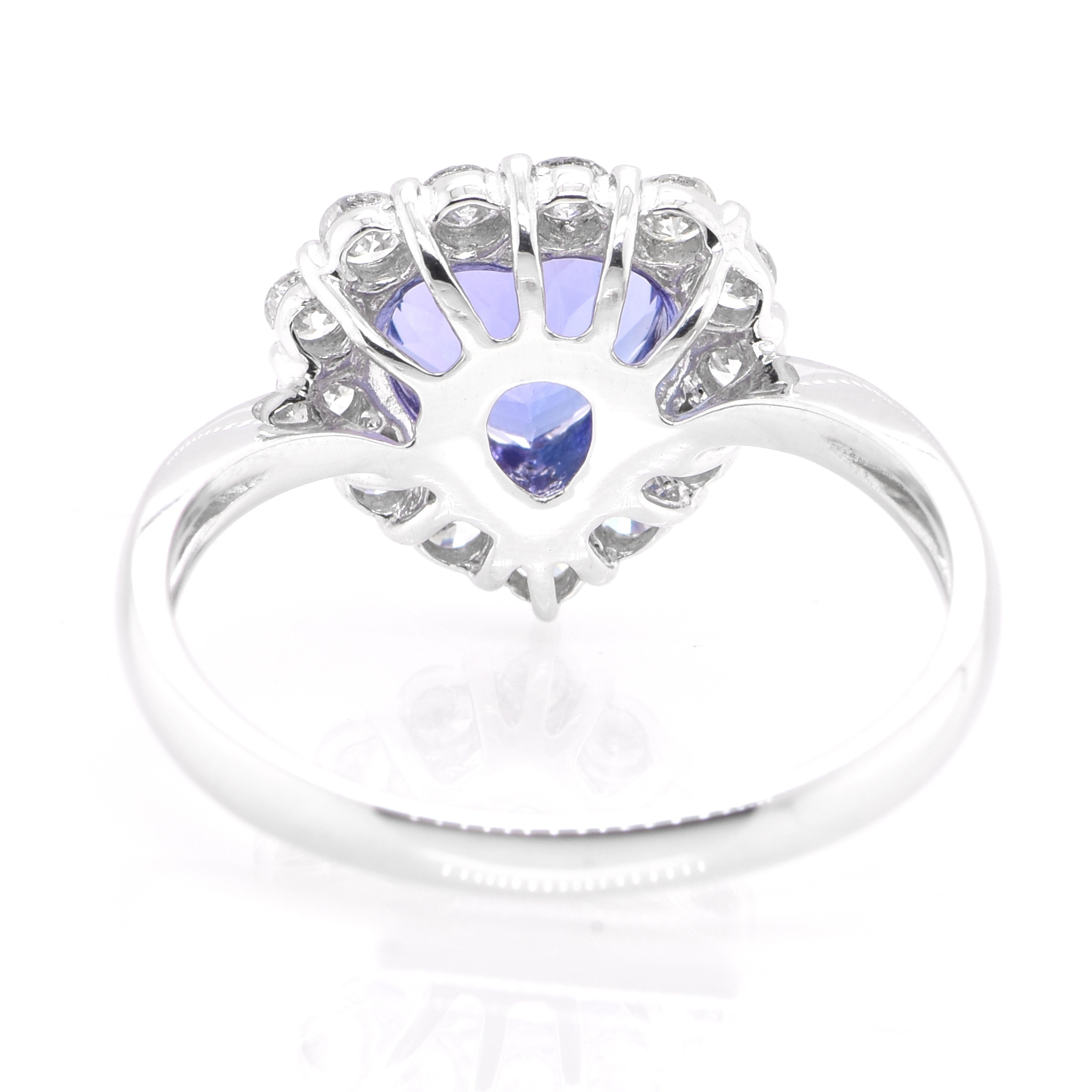 1.18 Carat Natural Heart Cut Tanzanite & Diamond Engagement Ring Set in Platinum 1
