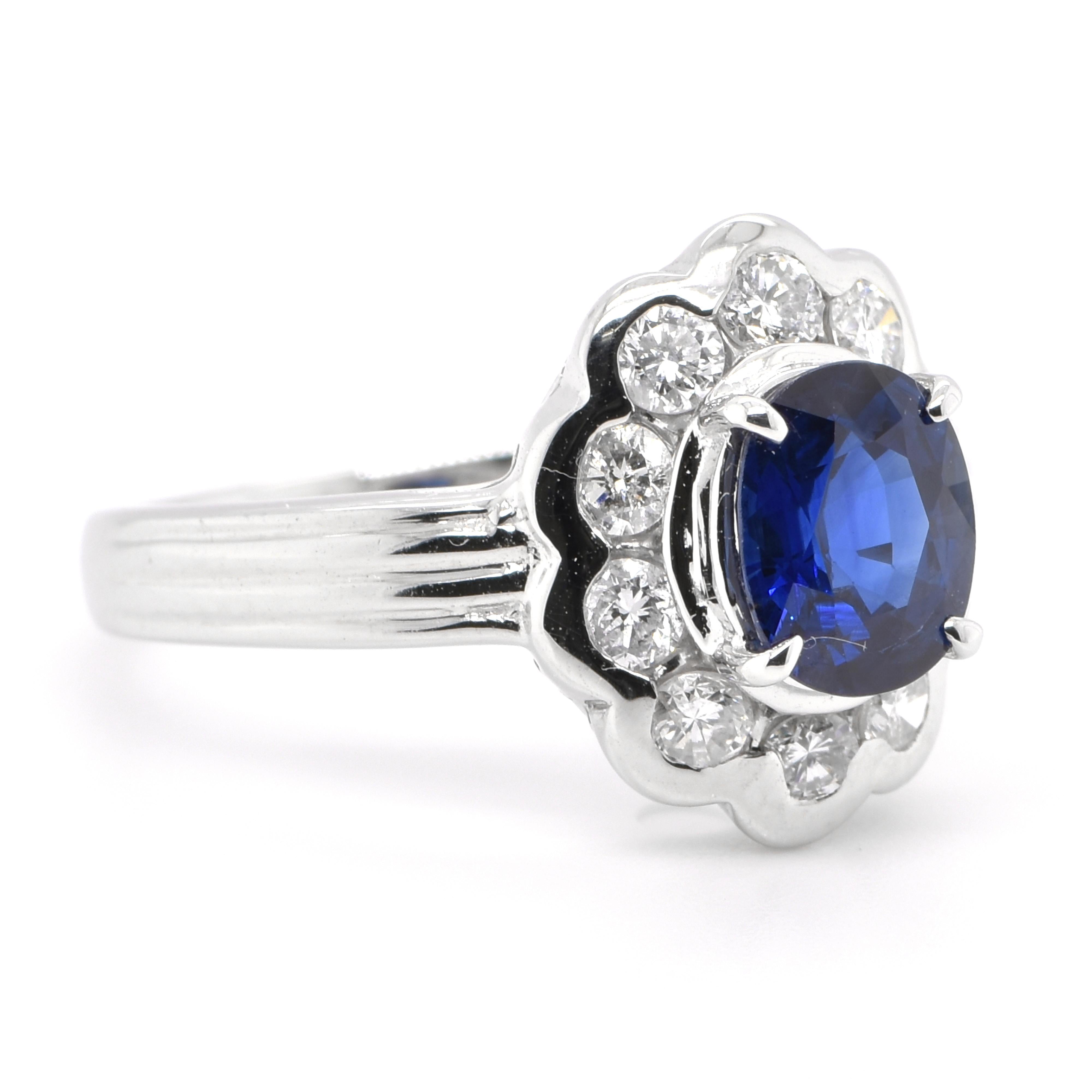 Edwardian 1.18 Carat Natural Sapphire and Diamond Antique Ring Set in Platinum For Sale