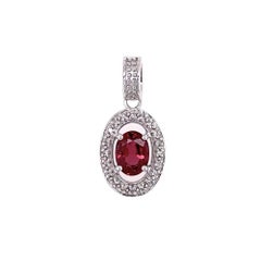 1.18 Carat Oval Rubellite Tourmaline and Diamond Gold Vintage Pendant