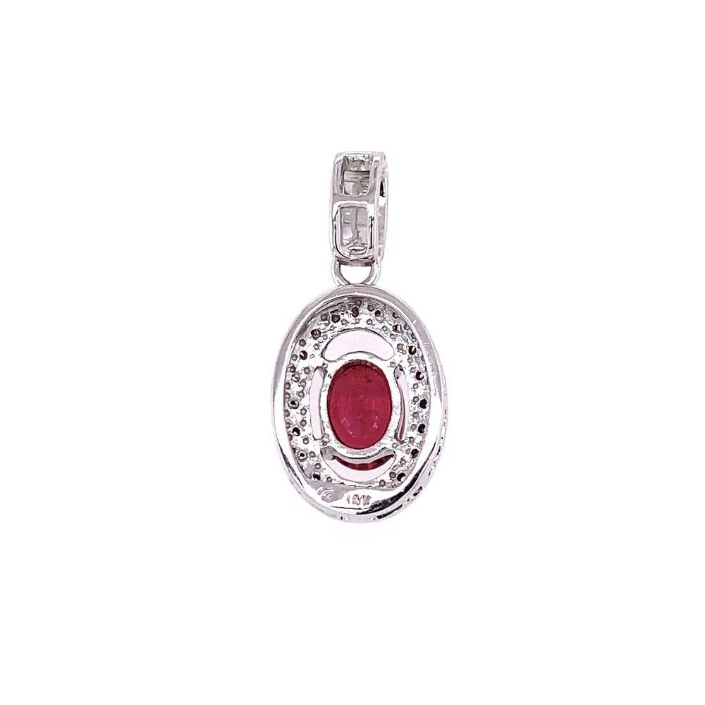 Taille ovale Pendentif vintage en or avec tourmaline rubellite ovale de 1.18 carats et diamant en vente