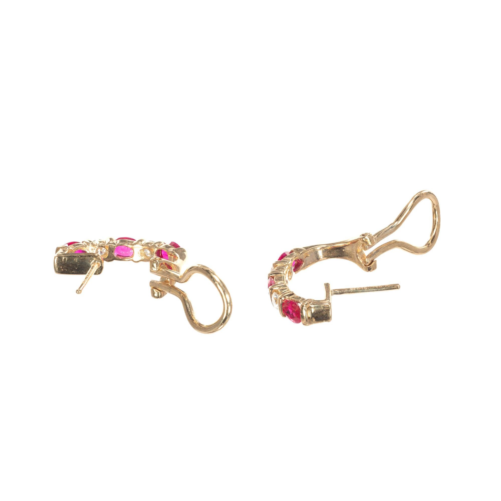 Oval Cut 1.18 Carat Oval Ruby Diamond Gold Clip Post Earrings