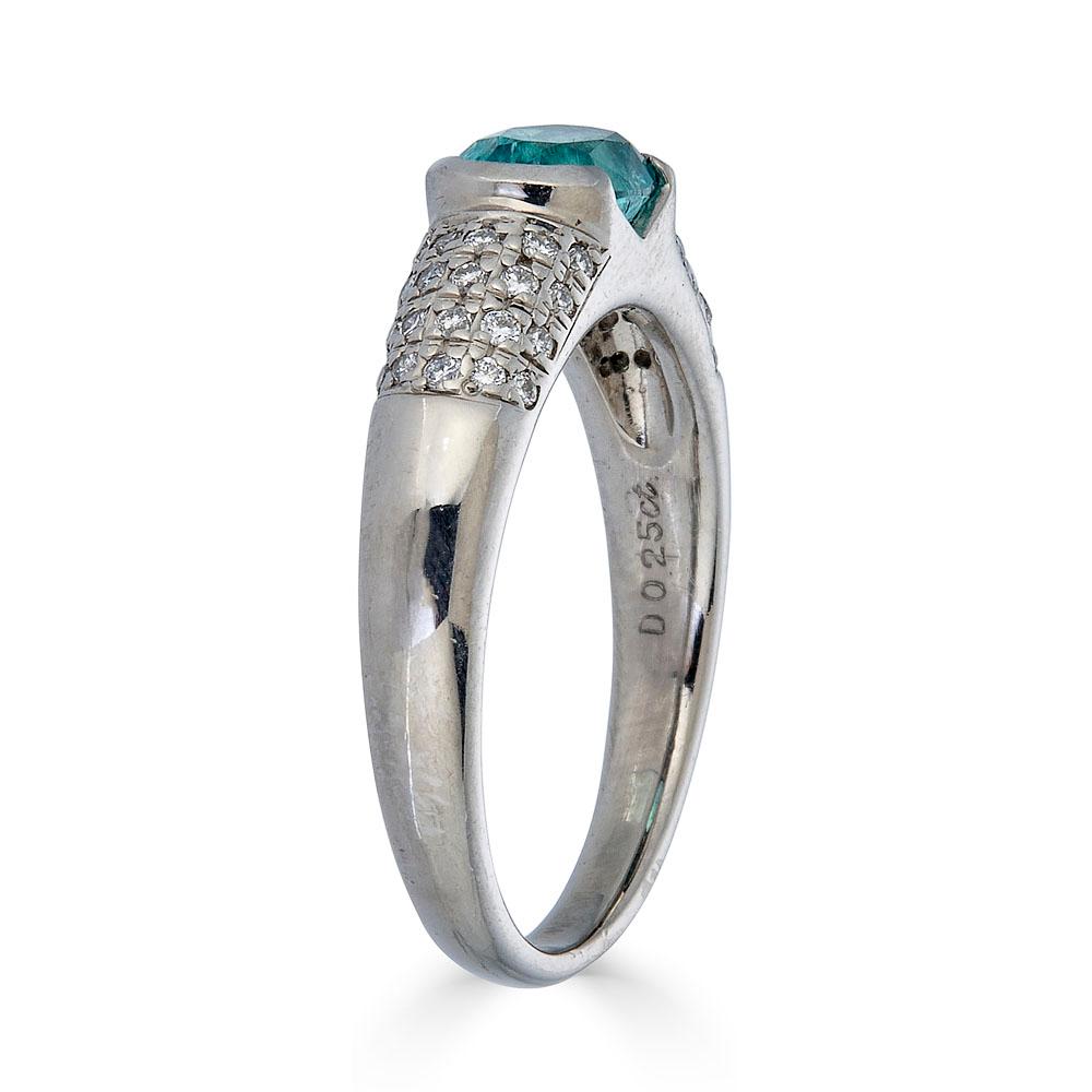Oval Cut 1.18 Carat Paraiba Tourmaline Diamond Platinum Ring