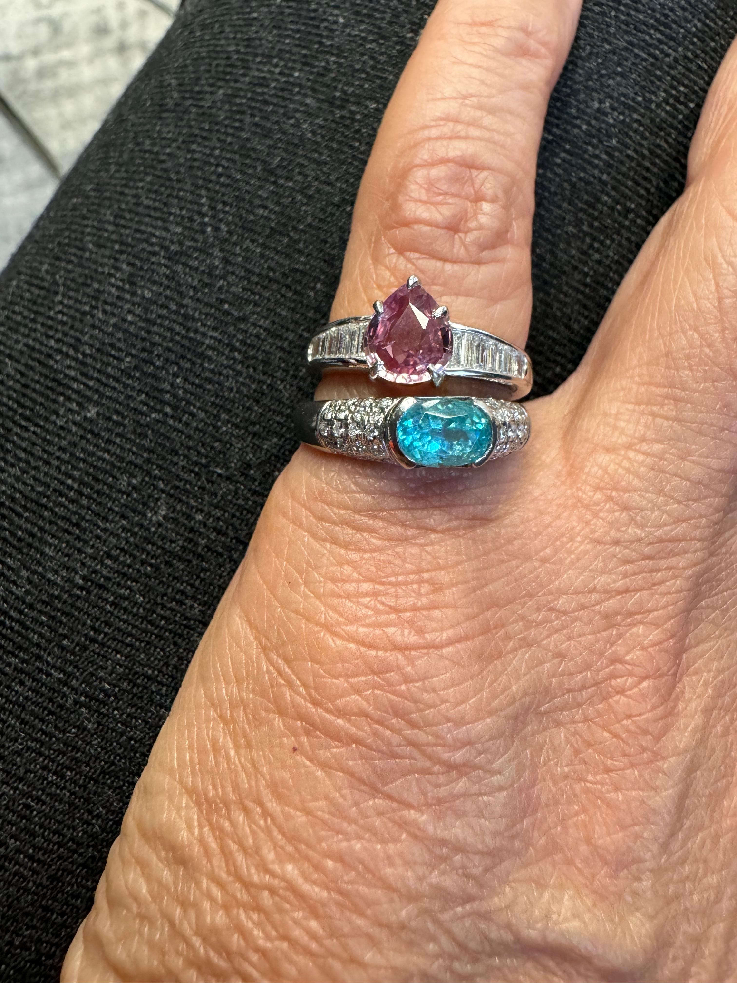 1.18 Carat Paraiba Tourmaline Diamond Platinum Ring 1