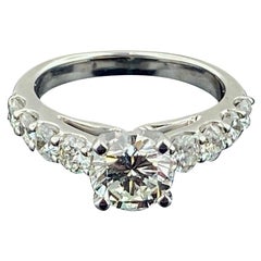 1.18 Carat Round Cut Center Diamond Engagement Ring in 14 Karat White Gold