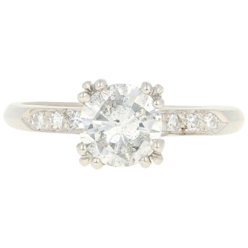 1.18 Carat Round Cut Diamond Vintage Engagement Ring, 900 Platinum