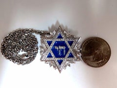 1.18 Carat Round Natural Diamonds Jewish Star Pendant 14 Karat and Chain Solid