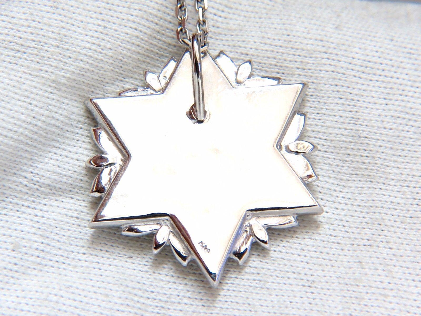 1.18 Carat Round Natural Diamonds Jewish Star Pendant 14 Karat and Chain Solid In New Condition In New York, NY