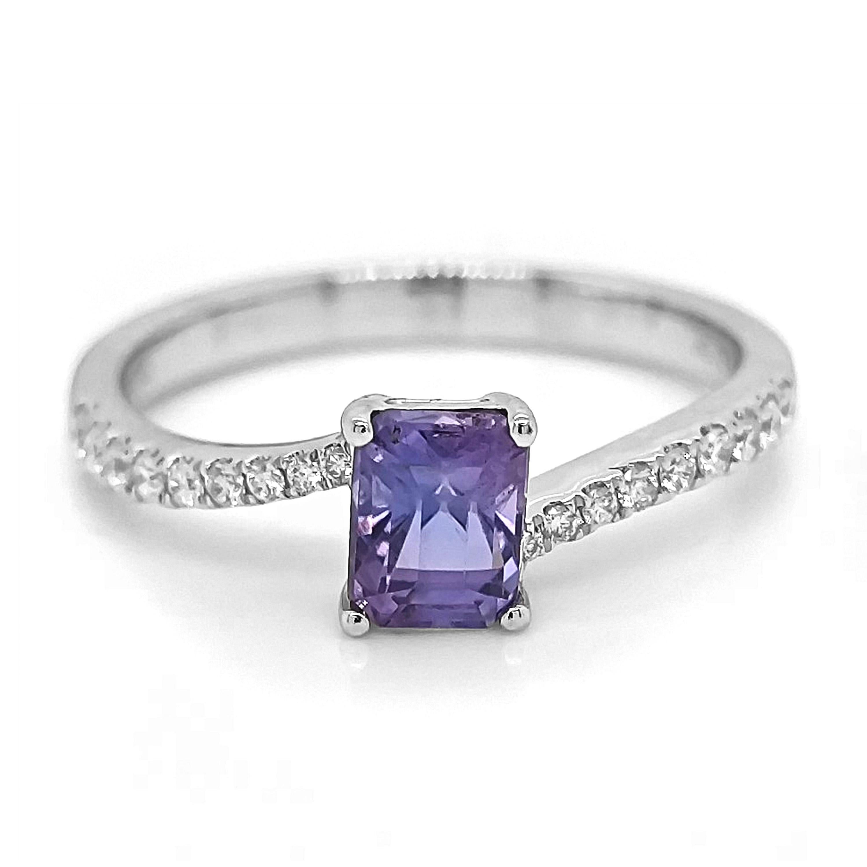 Bague en or blanc saphir et diamant 1,18 carat Neuf - En vente à New York, NY