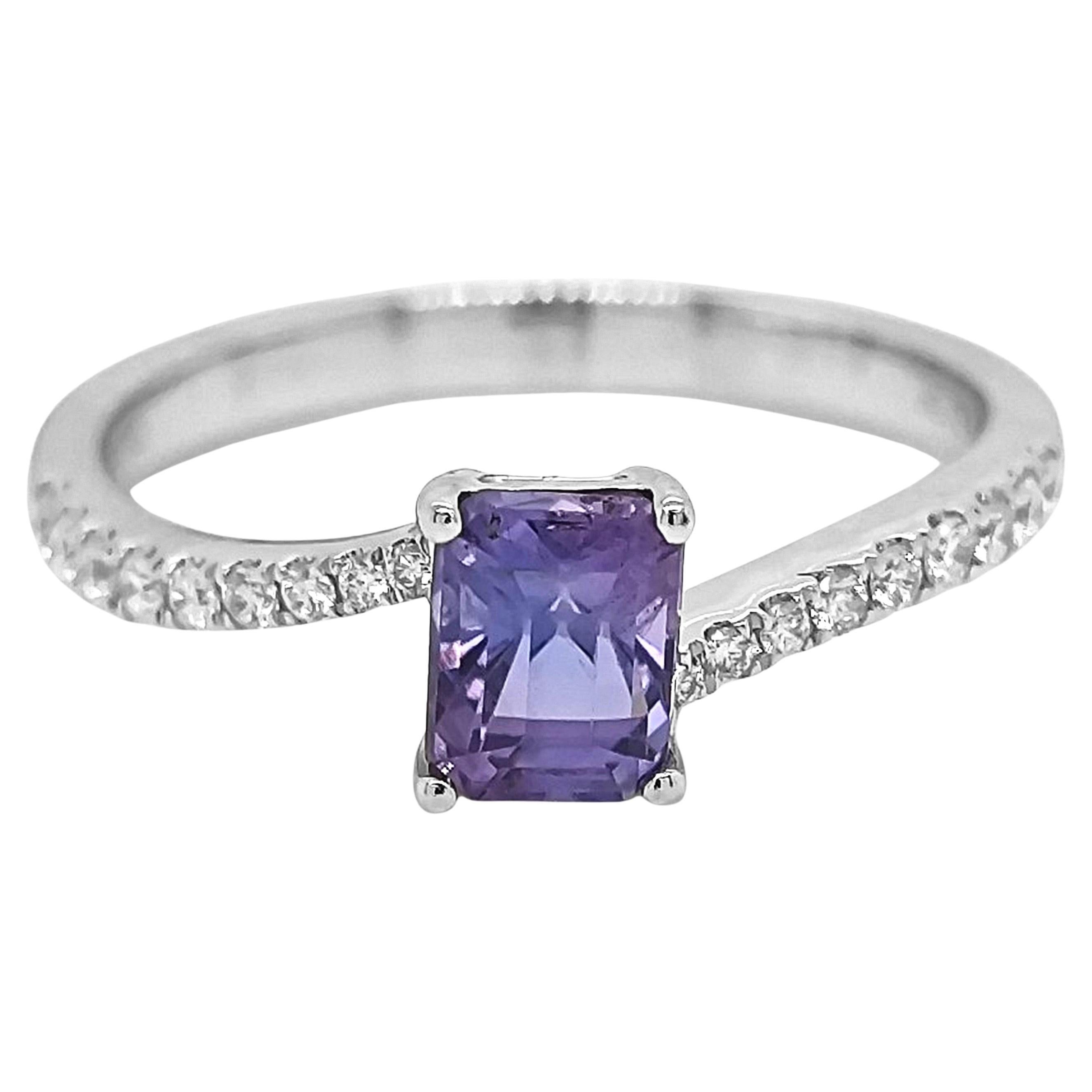 1.18 Carat Sapphire and Diamond White Gold Ring