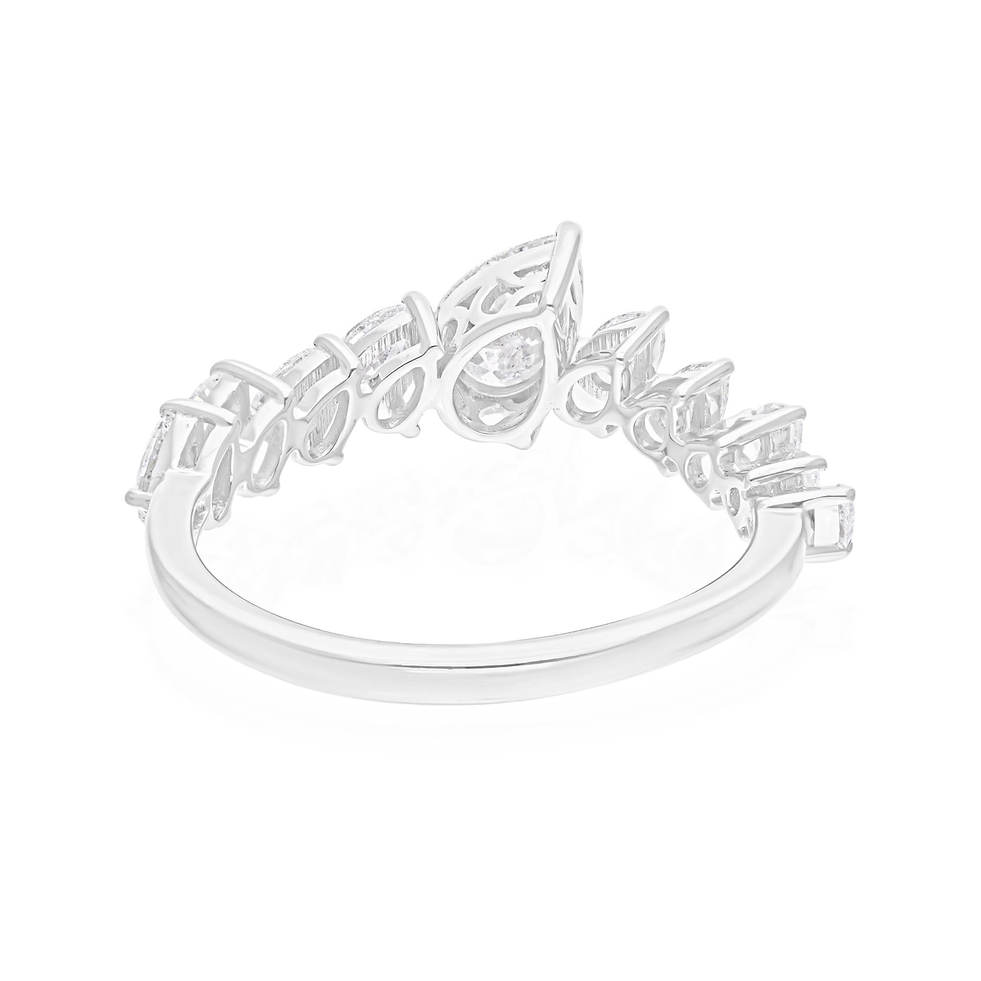 1,18 Karat SI Reinheit HI Farbe Birnen Brillantschliff Diamantring 18k Weißgold (Moderne) im Angebot