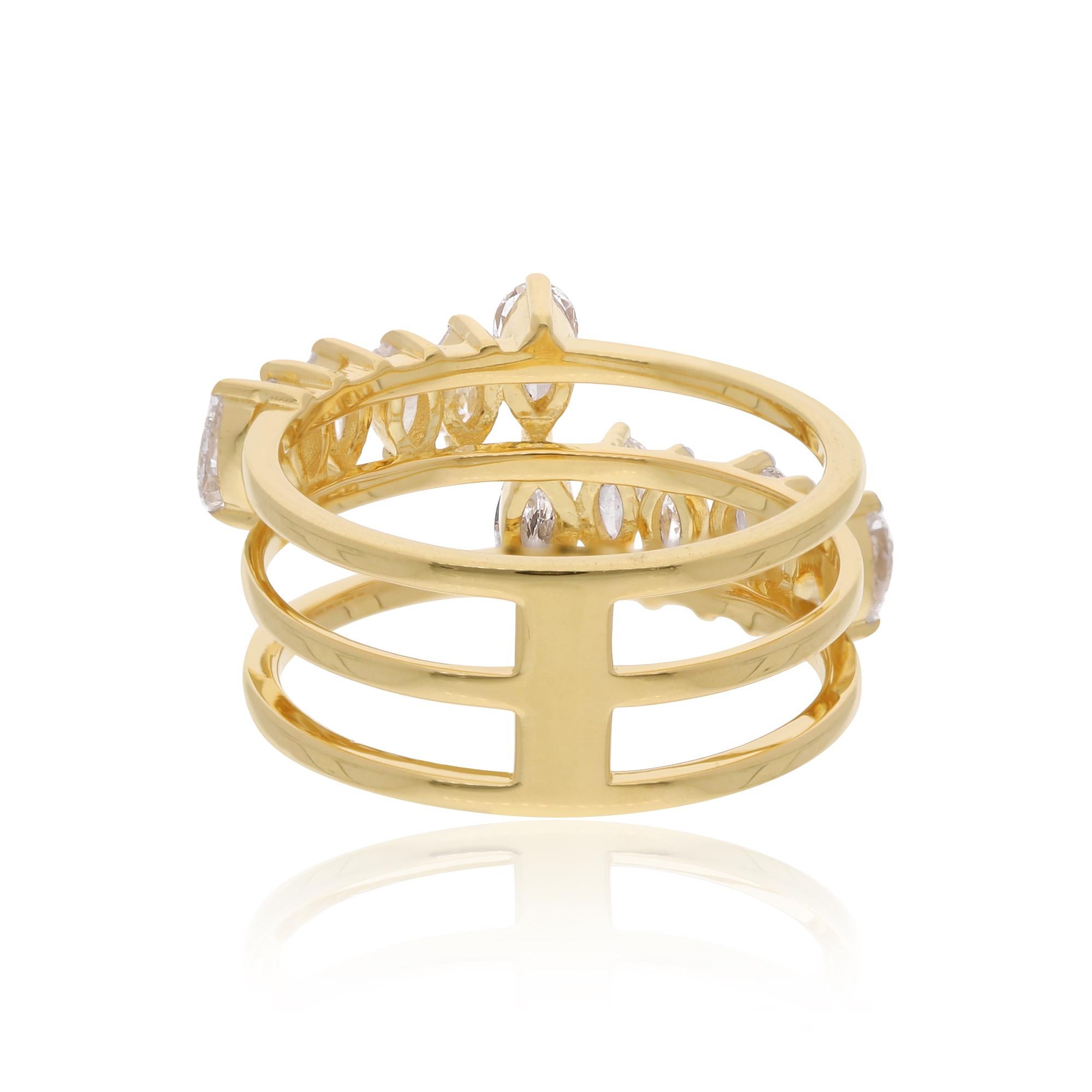 in vendita:  Anello a tre fasce con diamante a pera da 1,18 carati SI Clarity HI Color Oro giallo 18 carati 3