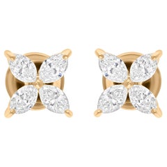 1,18 Karat SI/H Diamant-Ohrringe in Marquise-Form aus 14 Karat Gelbgold mit Diamanten