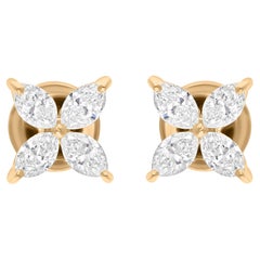 1,18 Karat SI/H Diamant-Ohrringe in Marquise-Form aus 18 Karat Gelbgold mit Diamanten