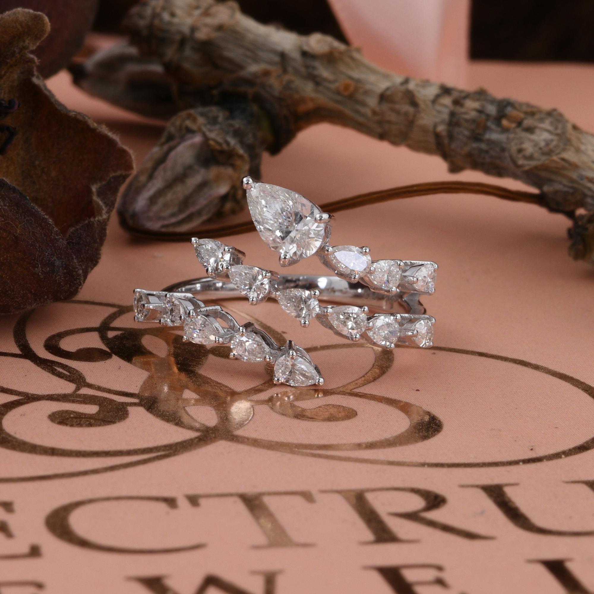 Moderno 1,18 Carati SI/H Pear Brilliante Cut Diamond Wrap Ring Gioielli in oro bianco 14 carati in vendita