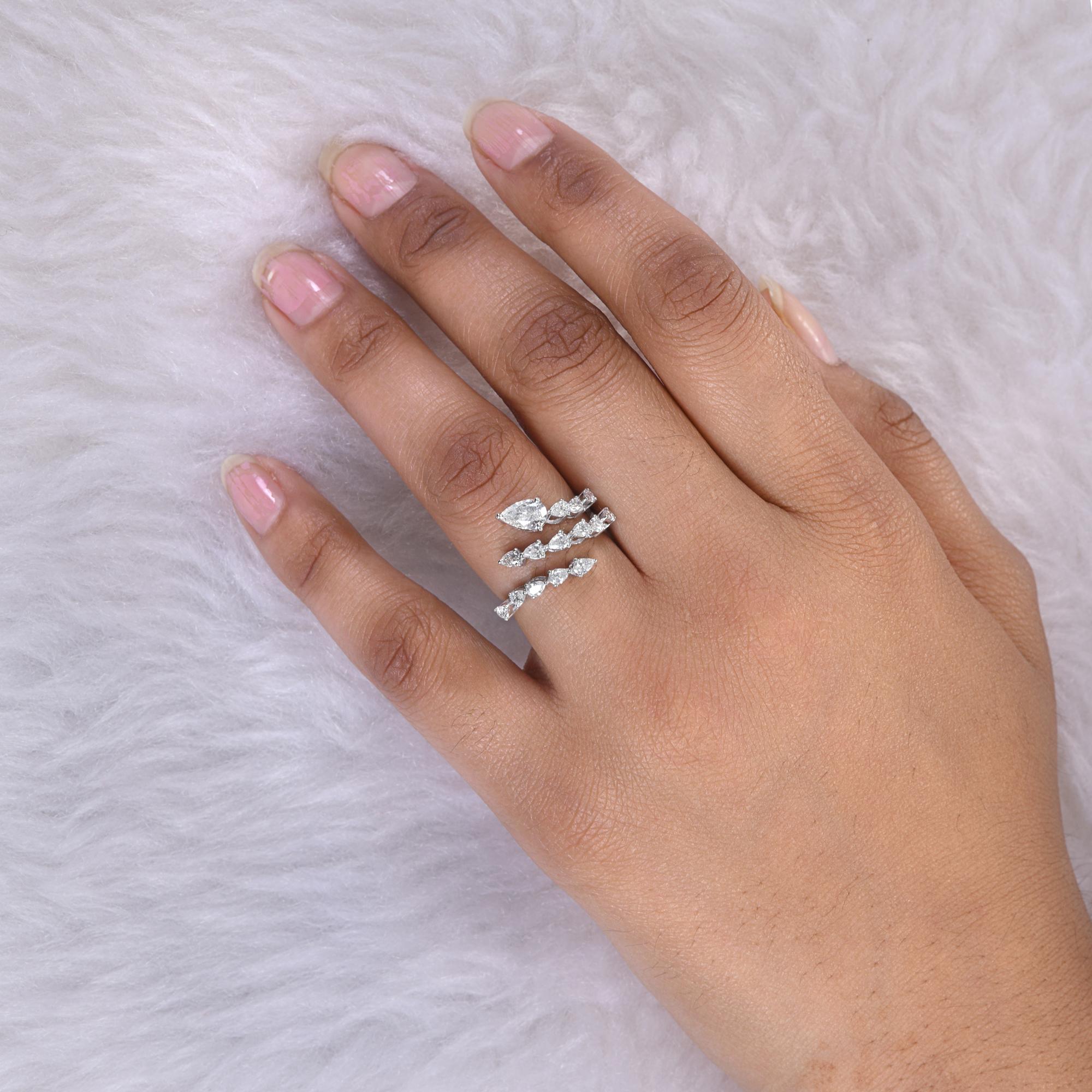 Donna 1,18 Carati SI/H Pear Brilliante Cut Diamond Wrap Ring Gioielli in oro bianco 14 carati in vendita
