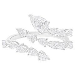 1.18 Carat SI/H Pear Brilliant Cut Diamond Wrap Ring 18 Karat White Gold Jewelry