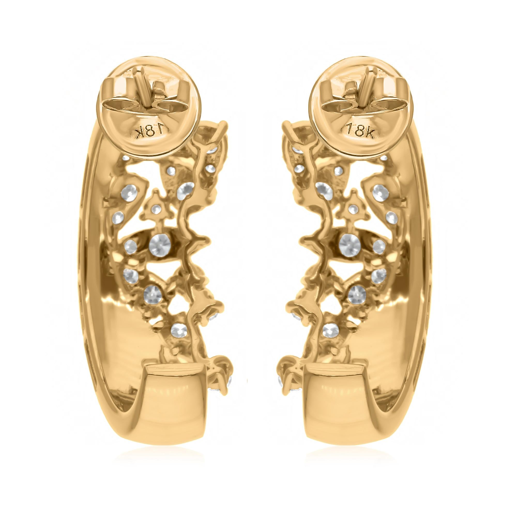 Round Cut 1.18 Carat SI/H Round Brilliant Cut Diamond Earrings 14k Yellow Gold Jewelry For Sale