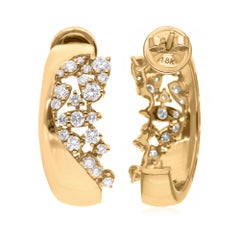 Pendientes de diamantes talla brillante redonda SI/H de 1,18 quilates Joyas de oro amarillo de 18k