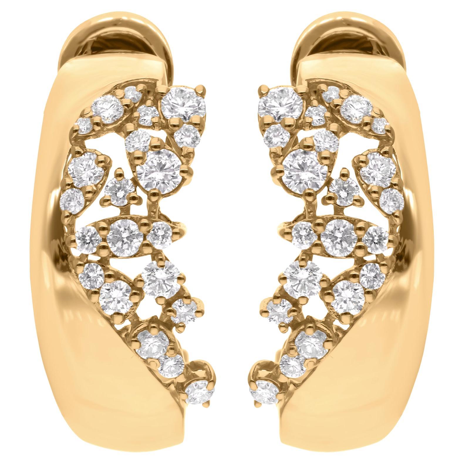 1,18 Karat SI/H Diamant-Ohrringe aus 18 Karat Gelbgold mit rundem Brillantschliff