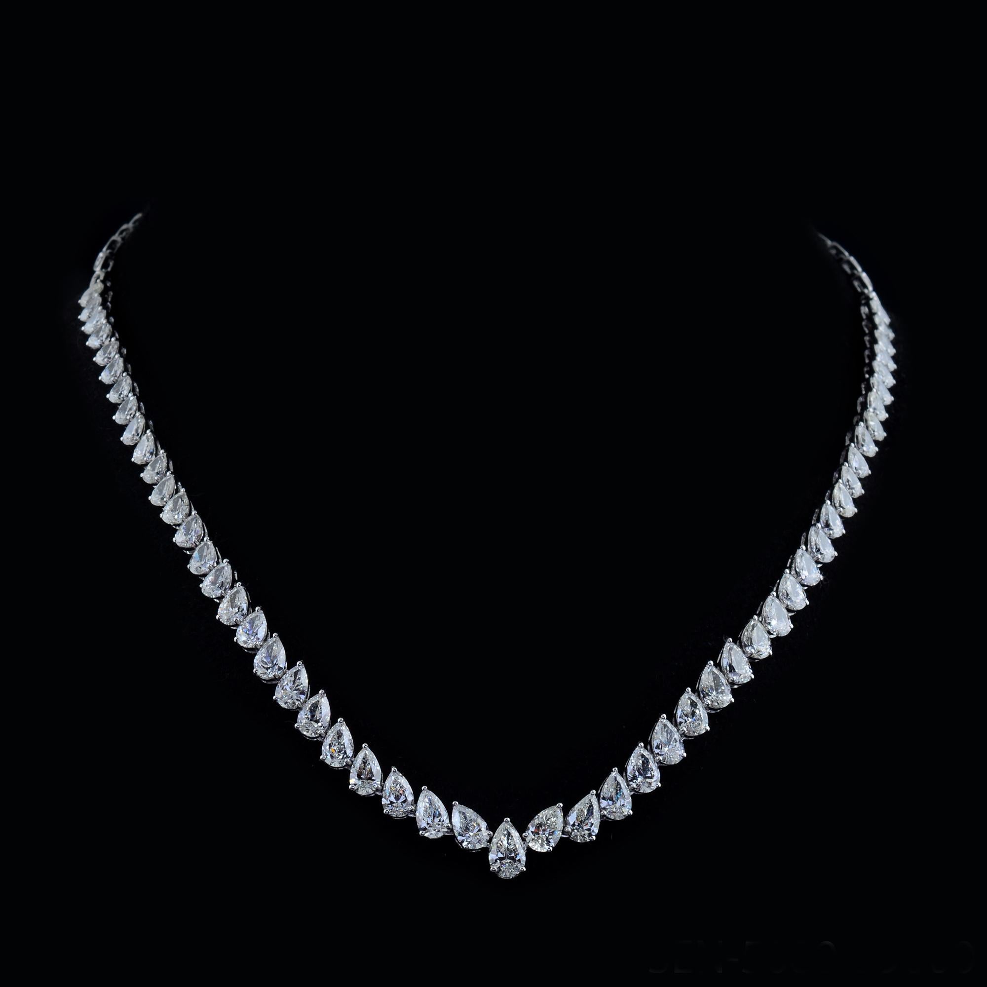 11,8 Karat SI/HI Birnen-Diamant-Halskette aus 18 Karat Weißgold Handgefertigter feiner Schmuck (Moderne) im Angebot
