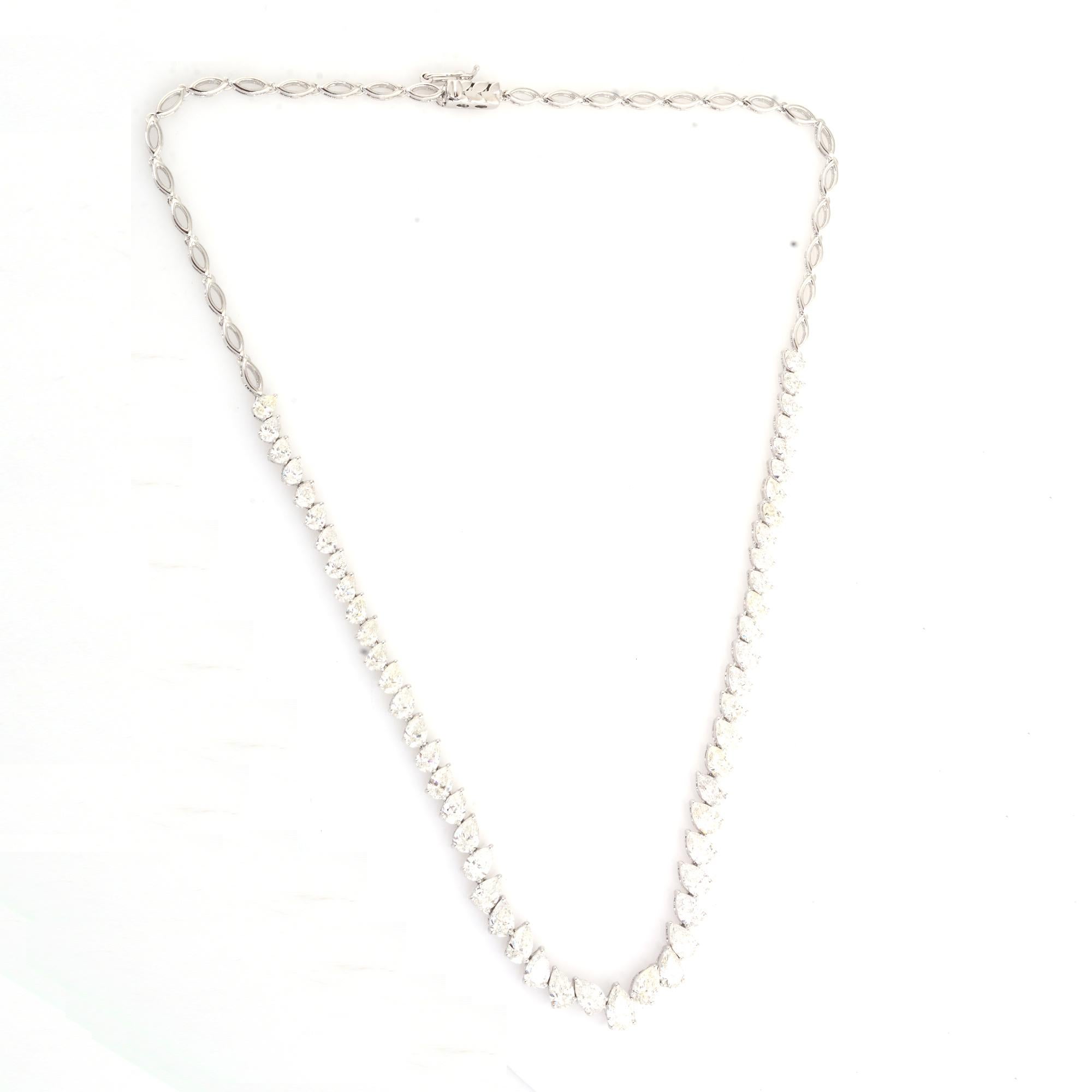11,8 Karat SI/HI Birnen-Diamant-Halskette aus 18 Karat Weißgold Handgefertigter feiner Schmuck (Tropfenschliff) im Angebot