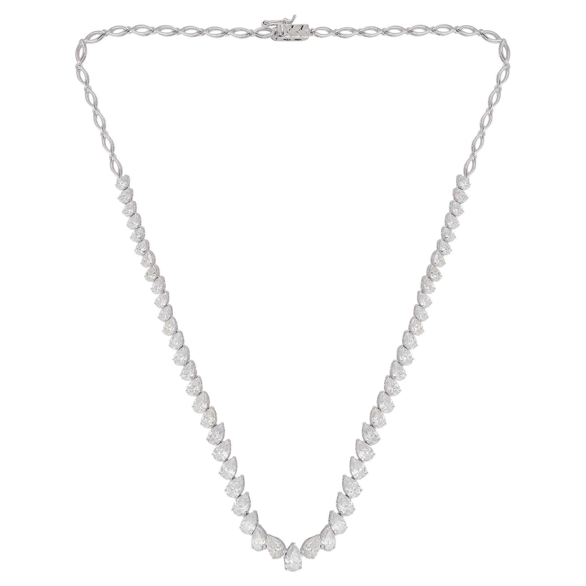 11.8 Carat SI/HI Pear Diamond Necklace 18 Karat White Gold Handmade Fine Jewelry (Collier de diamants poires SI/HI de 11,8 carats, or blanc 18 carats, fait à la main)