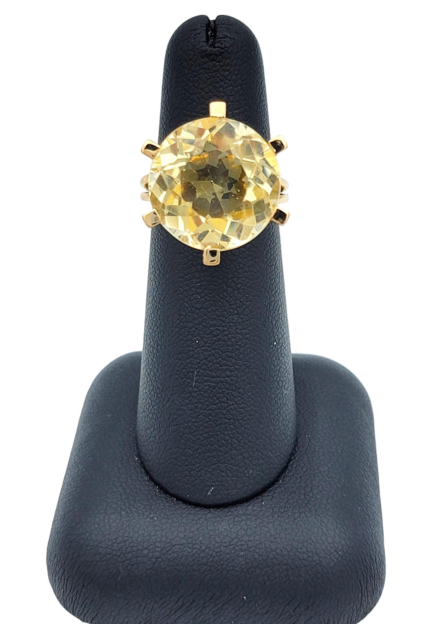 11.8 Carat Solitaire Citrine High Profile Cocktail Ring in 14 Karat Yellow Gold For Sale 6