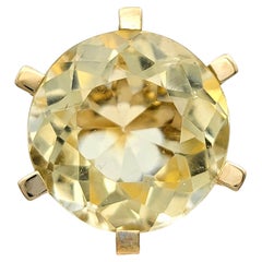 11.8 Carat Solitaire Citrine High Profile Cocktail Ring in 14 Karat Yellow Gold