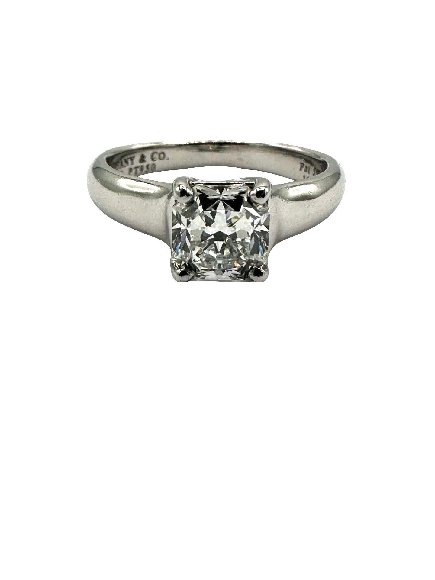 1,18 carat Tiffany & Co. Bague Lucida en diamant et platine Unisexe en vente