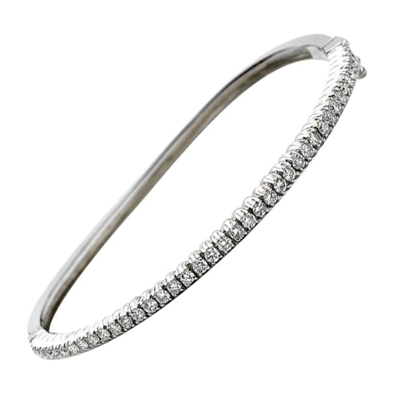 1.18 Carat Total Weight Diamond Bangle Bracelet, 14 Karat Gold, Ben Dannie For Sale