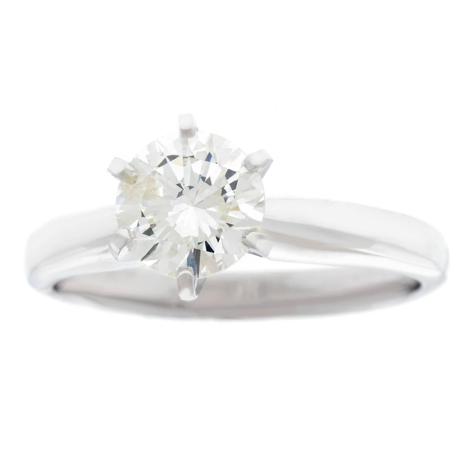 1.18 Carat White Gold Solitaire Engagement Ring K Color I1 Clarity