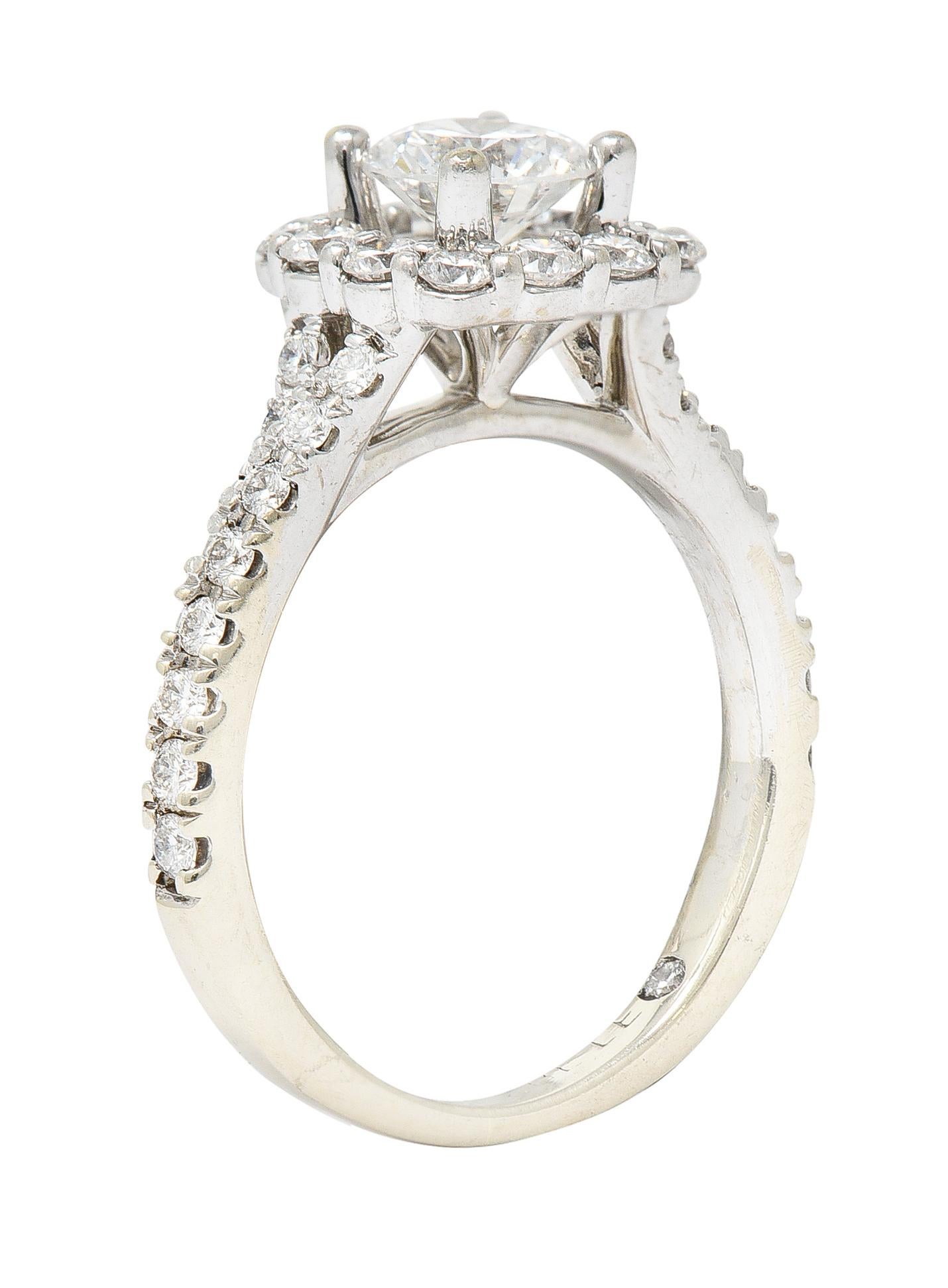1.18 Carats Ideal Cut Diamond 14 Karat White Gold Cushion Halo Engagement Ring 5