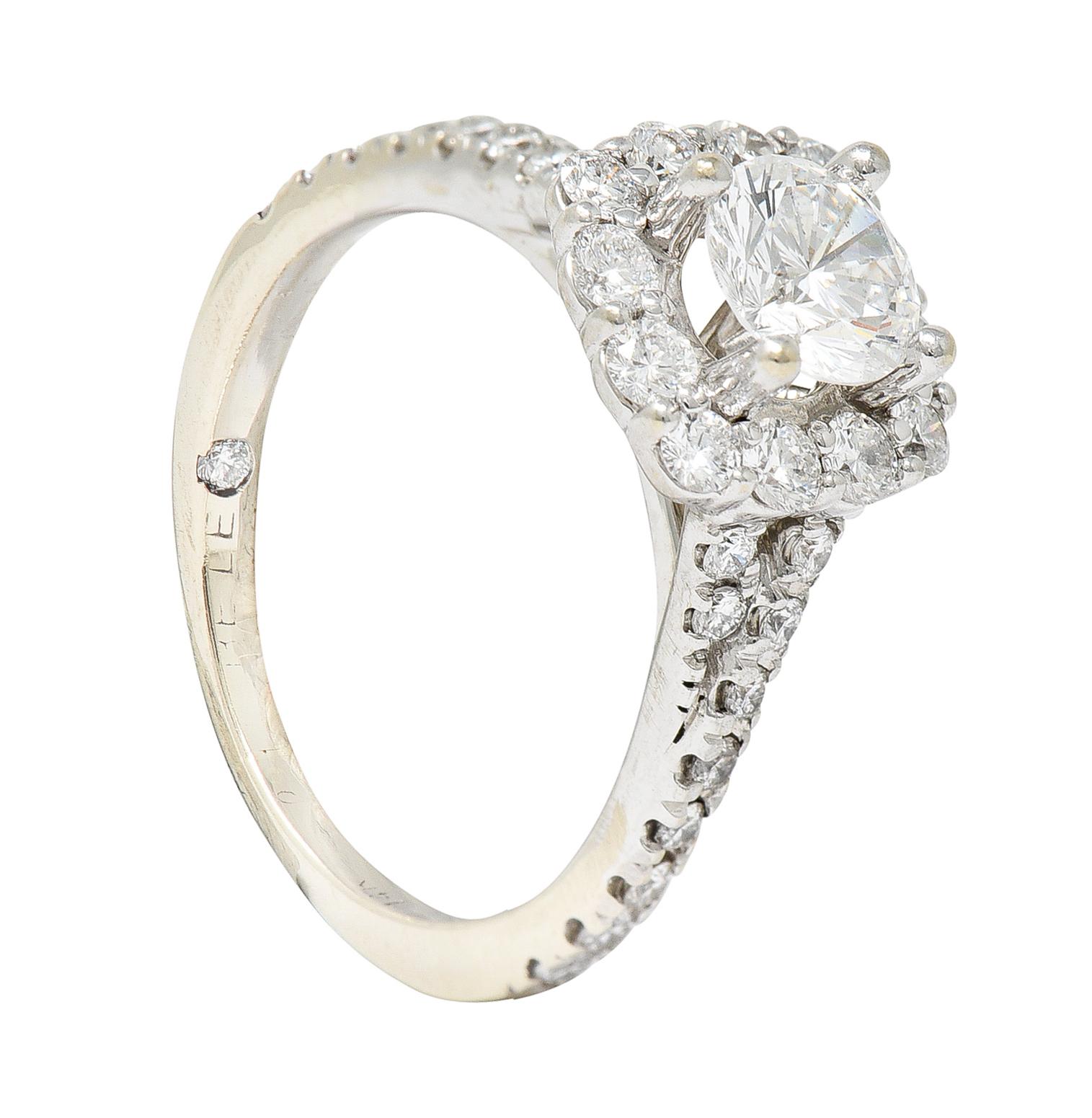 1.18 Carats Ideal Cut Diamond 14 Karat White Gold Cushion Halo Engagement Ring 7
