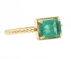 1.18 Carats Natural Emerald 14K Solid Yellow Gold Ring