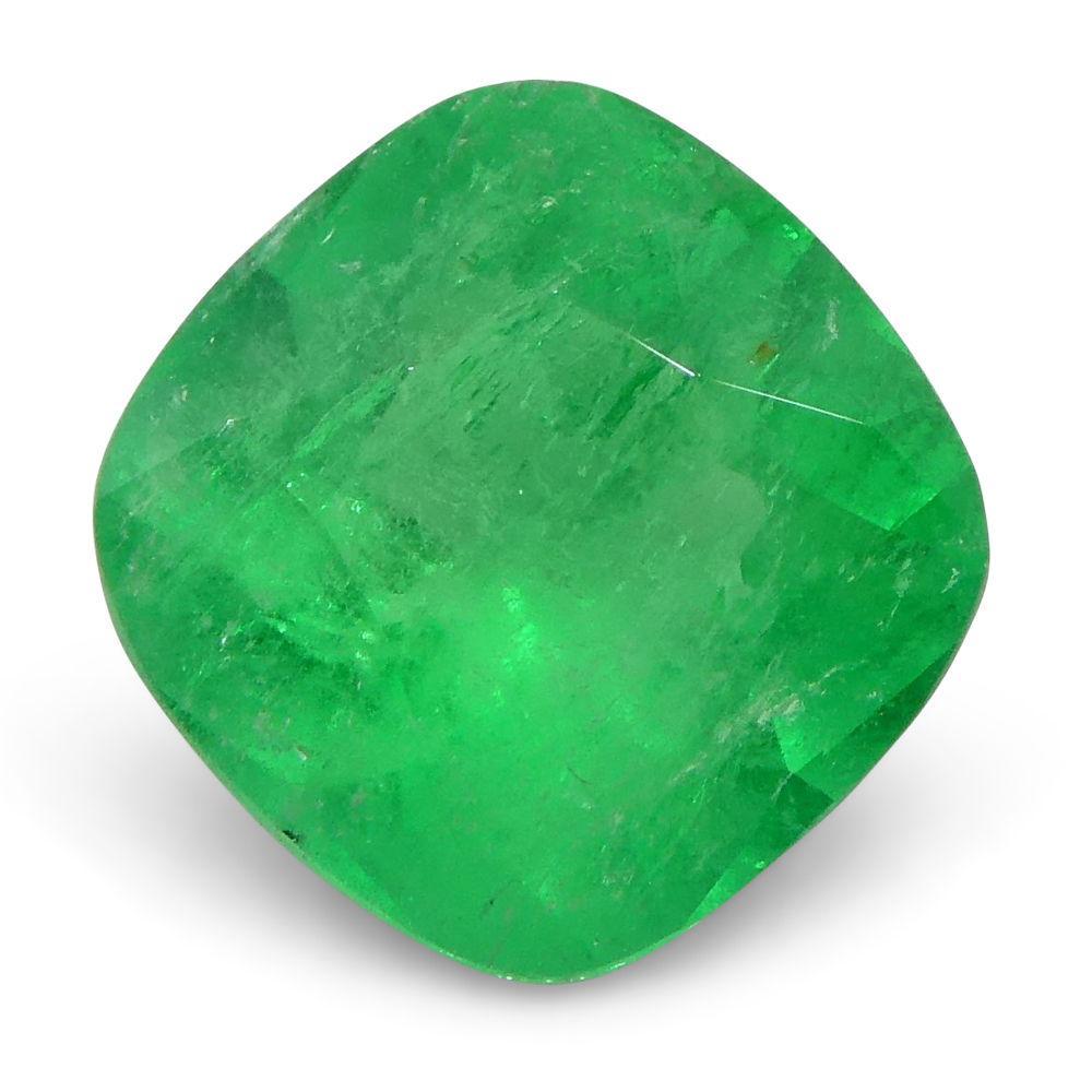 1,18 ct Cushion Smaragd GIA zertifiziert kolumbianischen F1/Minor im Angebot 5