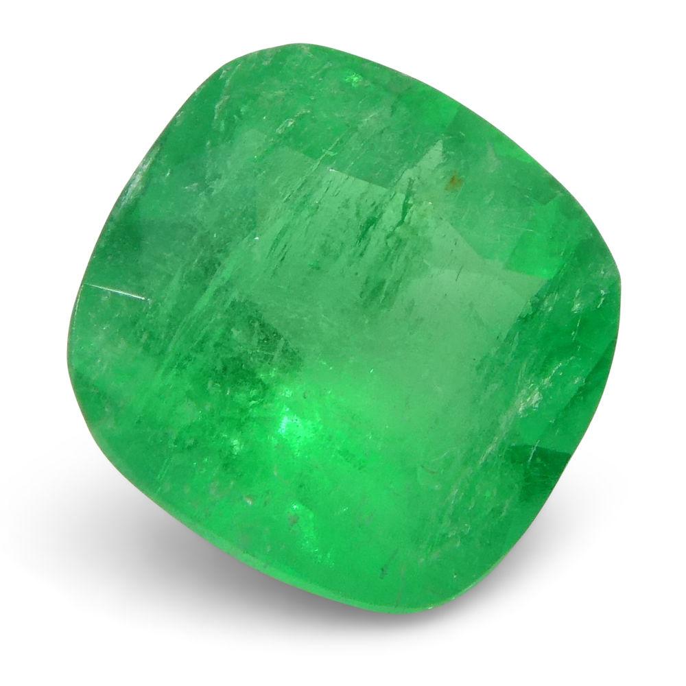 1,18 ct Cushion Smaragd GIA zertifiziert kolumbianischen F1/Minor im Angebot 2