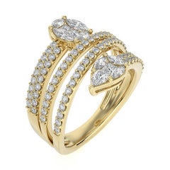 1.18 CTW Runder Diamant 18K Gelbgold Fancy Finger Ring Classic Kollektion.