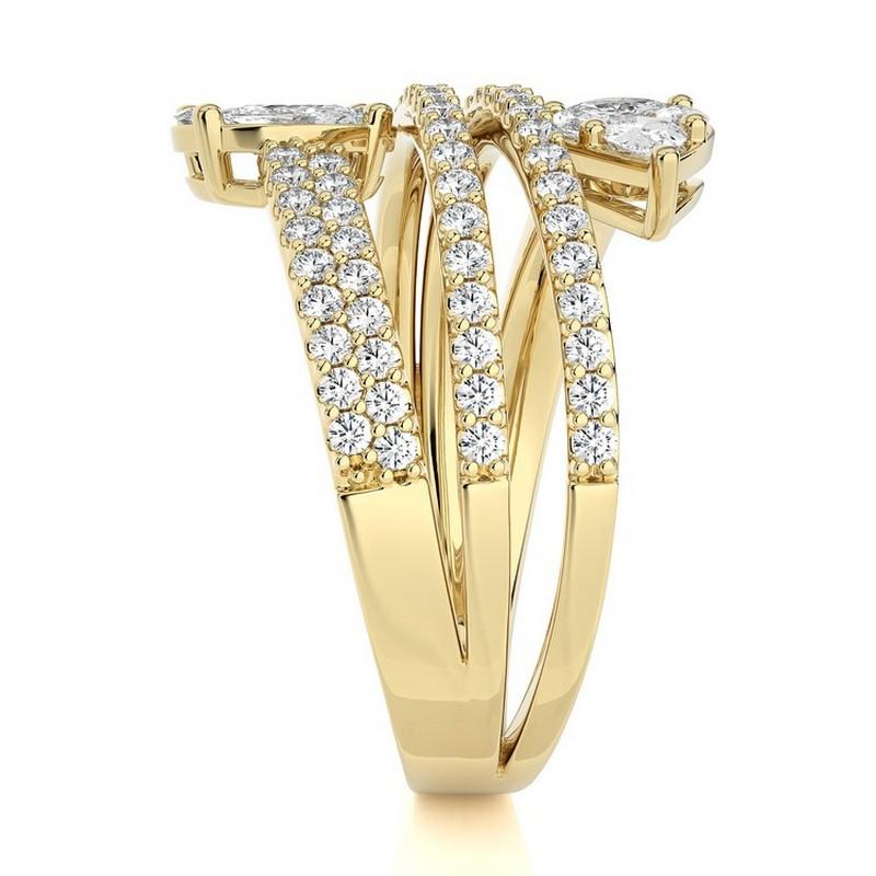 1,18 quilates de diamante redondo de oro amarillo de 18 quilates Anillo de dedo fantasía Colección Clásica. Corte redondo en venta