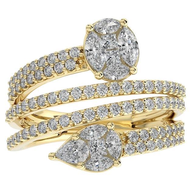 1,18 quilates de diamante redondo de oro amarillo de 18 quilates Anillo de dedo fantasía Colección Clásica. en venta