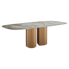 Dining Table Featuring Bronze Lacquered Metal Base