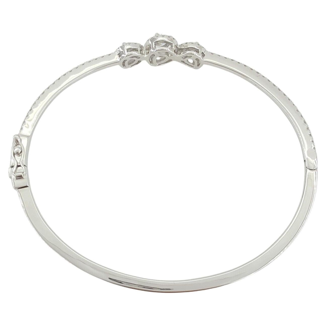 Modern 1.18 Pear Cut and Round Diamond Bangle 18 Carats White Gold Bracelet For Sale