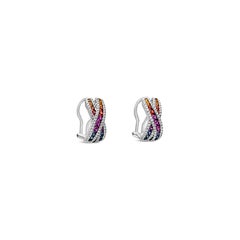 1.18 Carat Multi Color Round Sapphire and Diamond Crossed Fashion Earrings