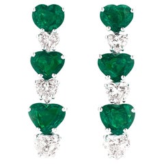 11,80 Karat Herz Mixed-Cut Smaragd-Diamanten-Ohrringe