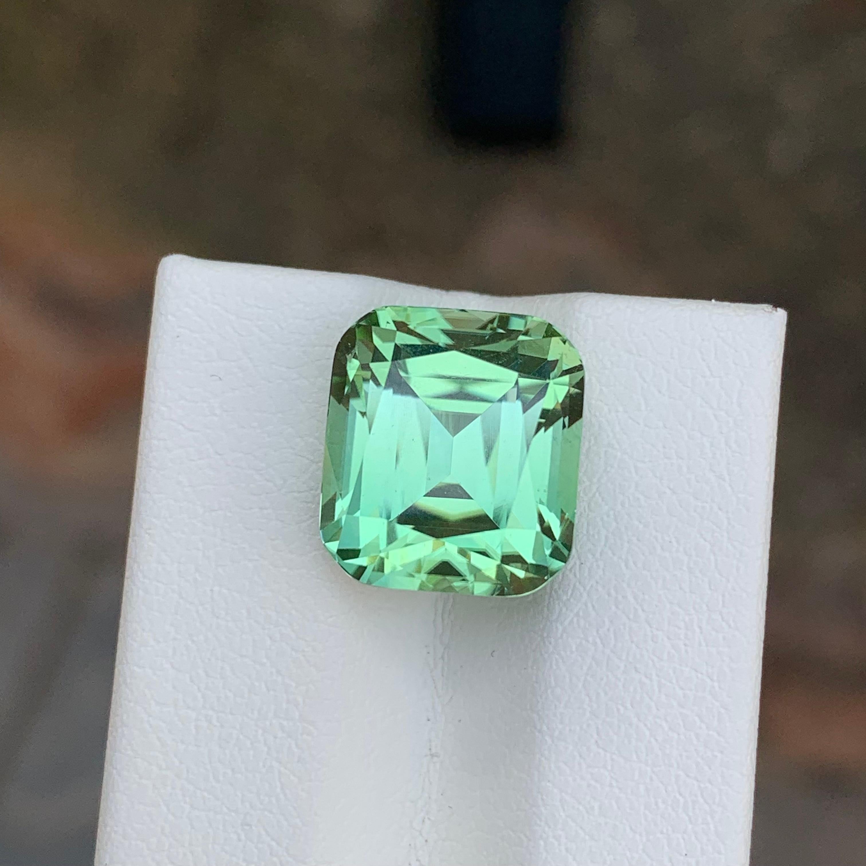 Gema natural suelta de turmalina verde menta en forma de cojín de 11.80 quilates Corte cojín en venta