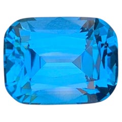 11.80 Carat Natural Loose Swiss Blue Topaz Cushion Cut Brazilian Gemstone