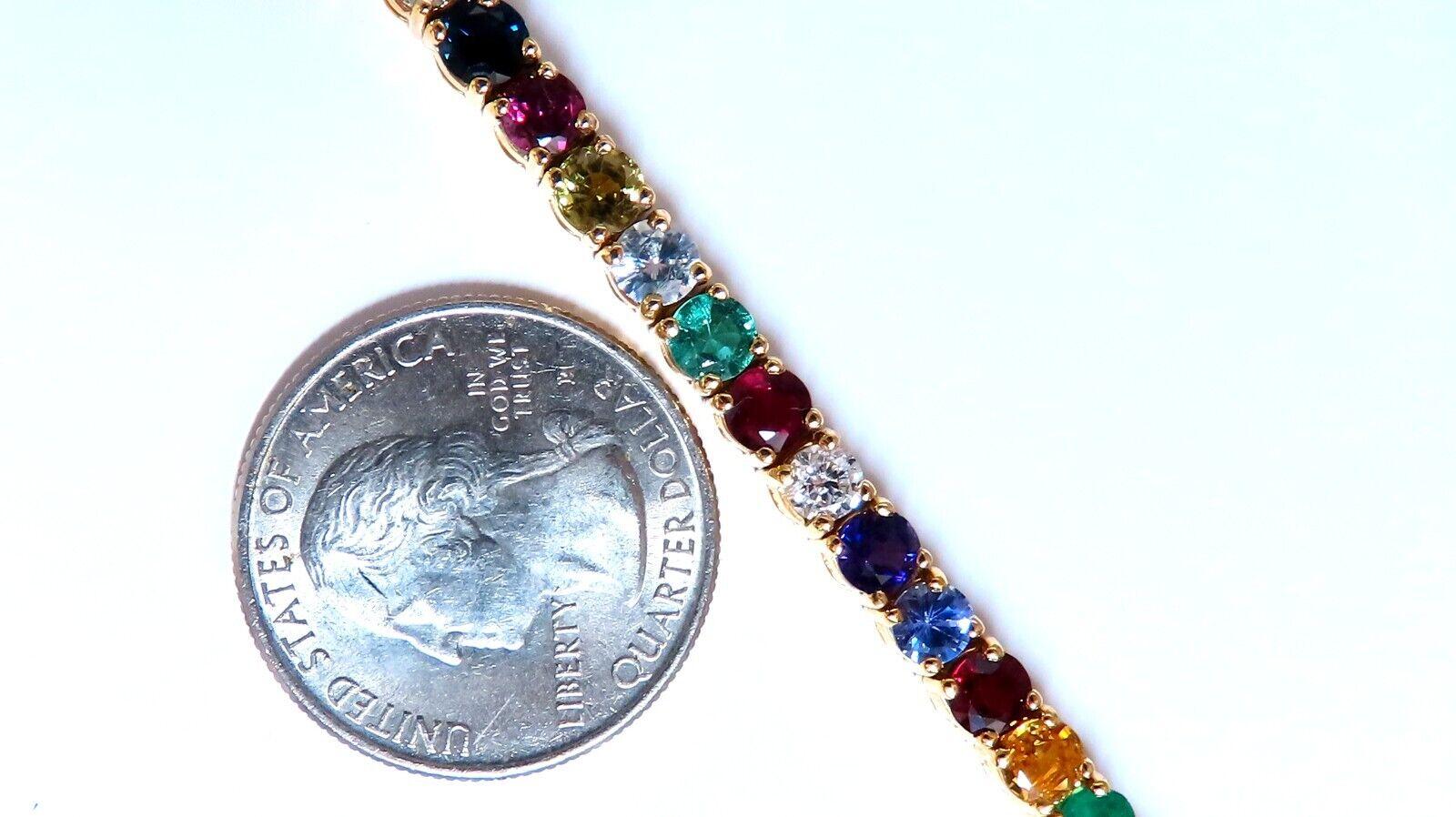 11.80 Ct Natural Sapphire Ruby Emerald Amethyst Tennis Bracelet 14kt Gem Line For Sale 2